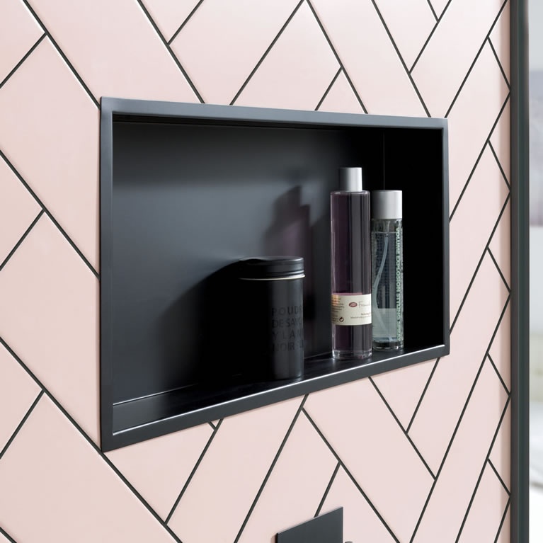 JTP Vos Matt Black Shower Niche Sanctuary Bathrooms